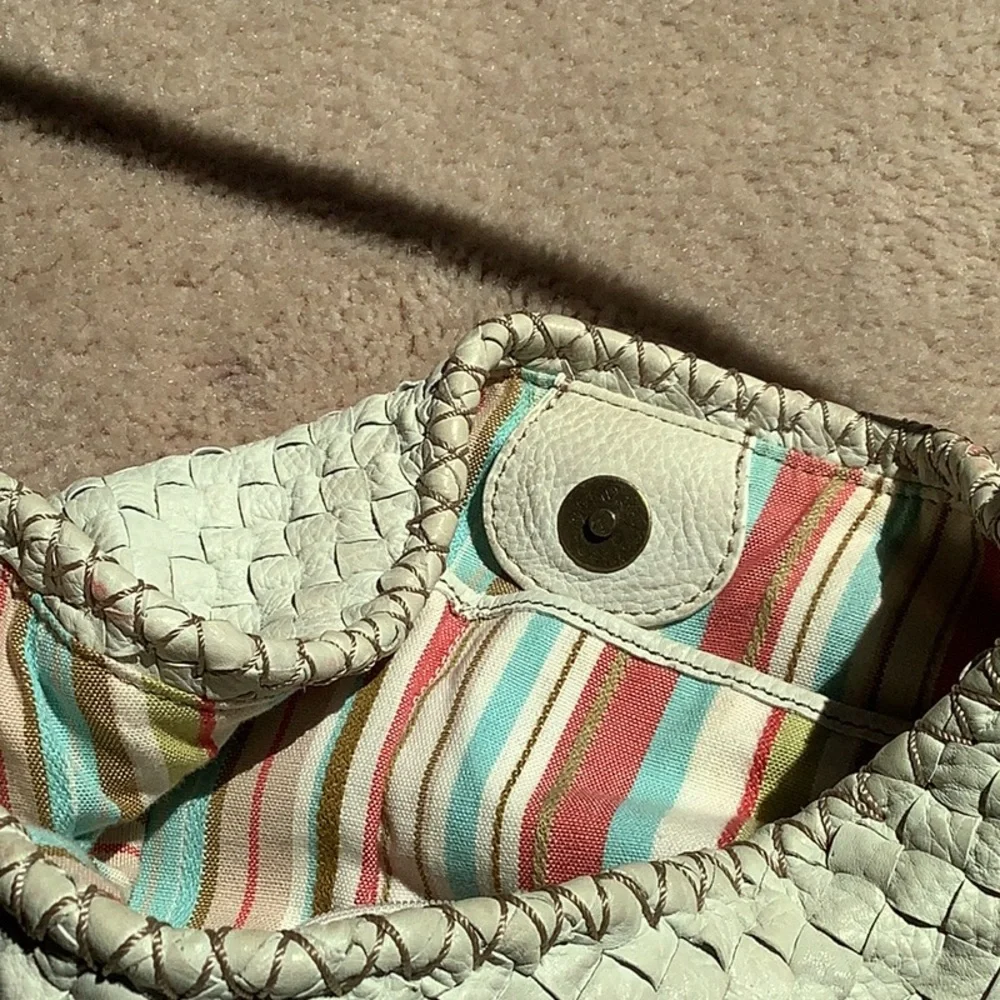 Fossil genuine leather handbag, cream, hobo